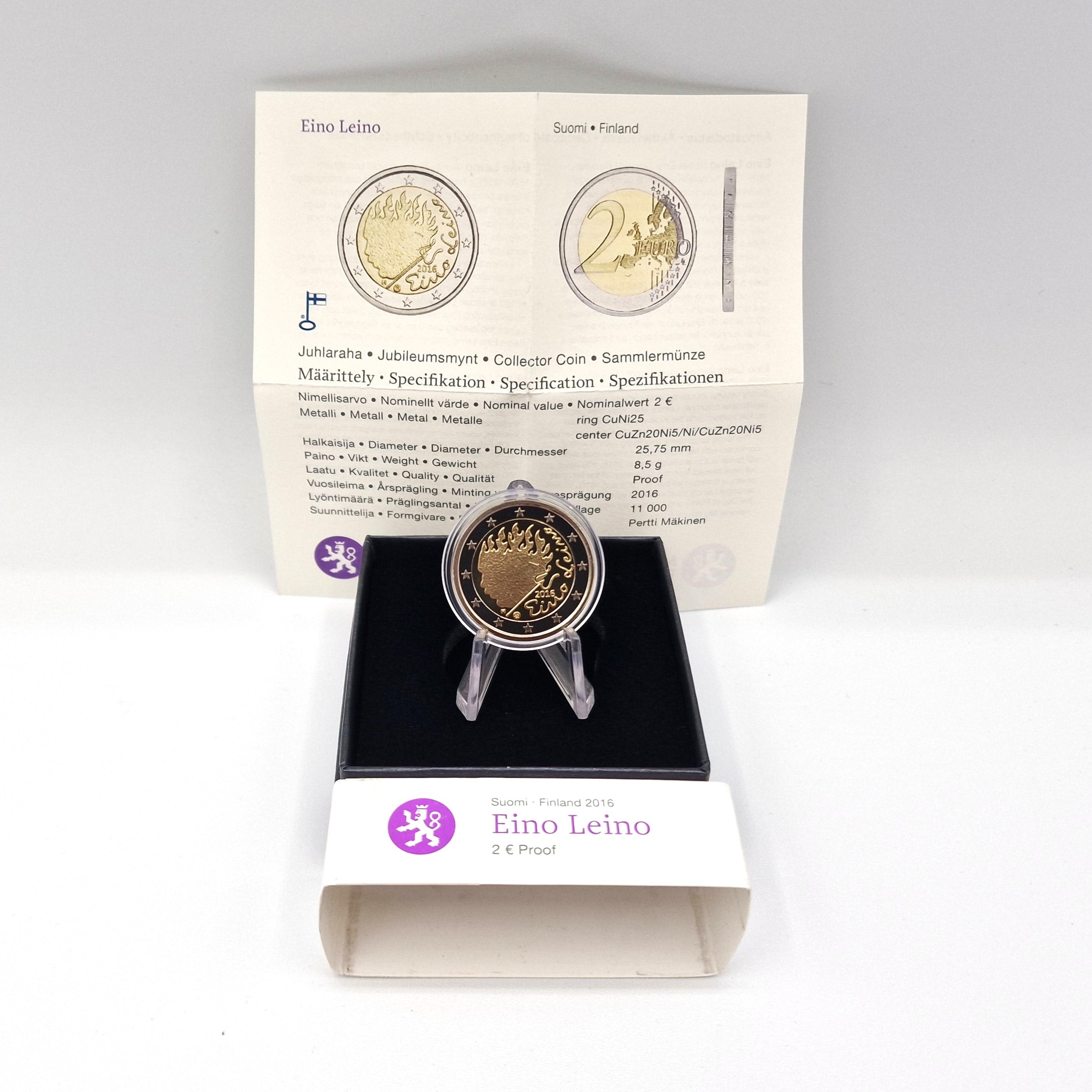 2016 "Eino Leino" - 2€ Finlândia Proof